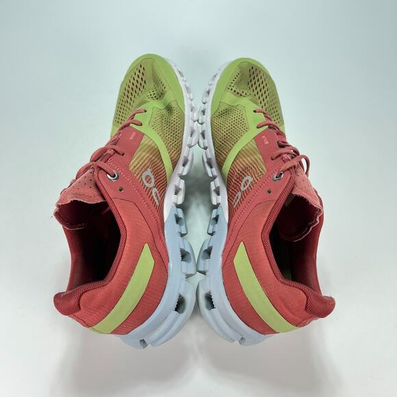 On Cloudflow Pink Lime Cushioned Lace Up Running Shoes Sneakers Women's Size 8 - Picture 7 of 10